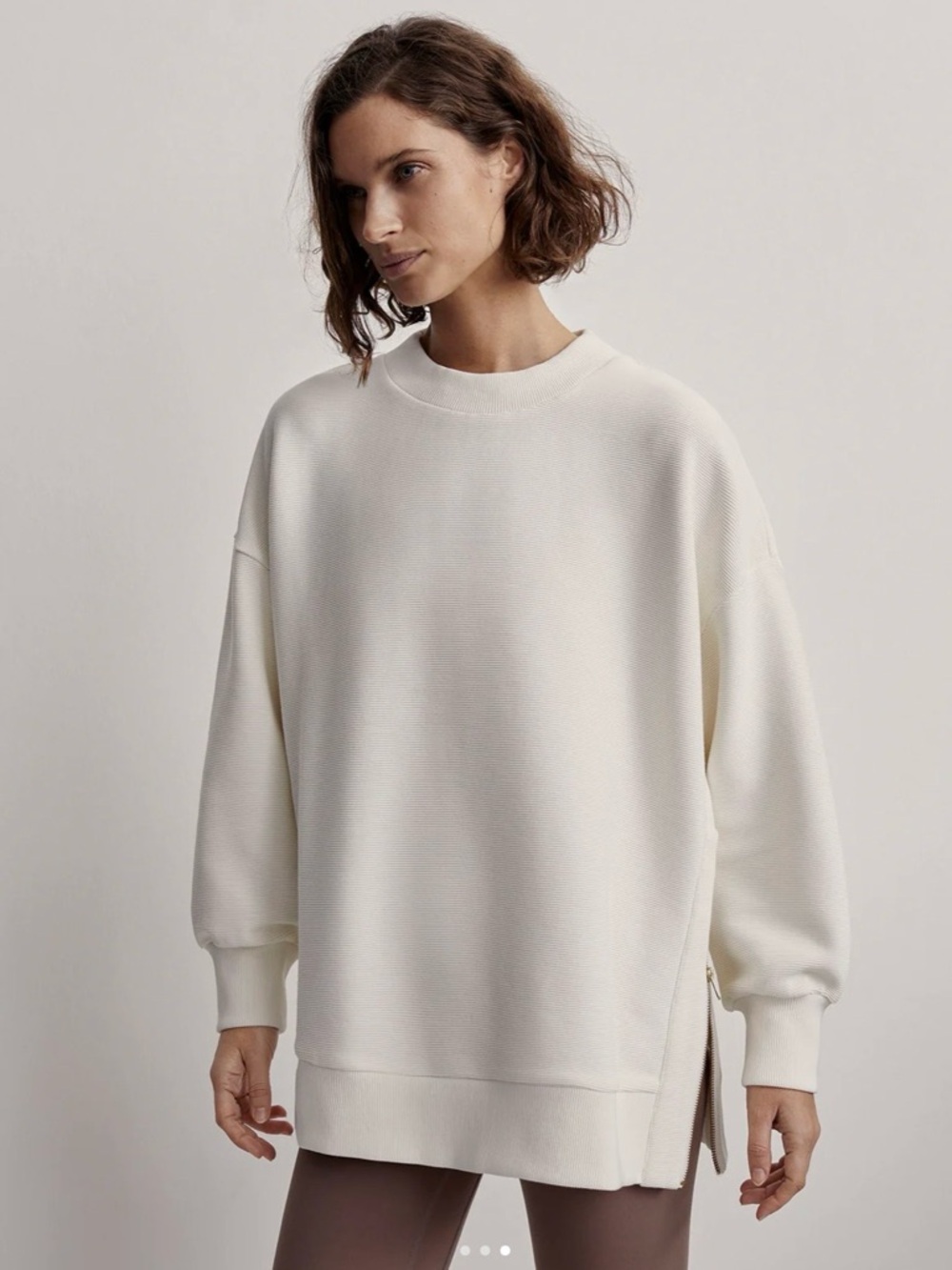 Varley Sweater Mae Boyfriend Sweat Pullover Oversized Longline Side Zip Sz 1X - Picture 2 of 15